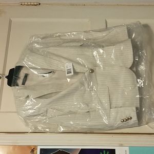 LRL wool blend cream coloured pinstripe blazer in 6P